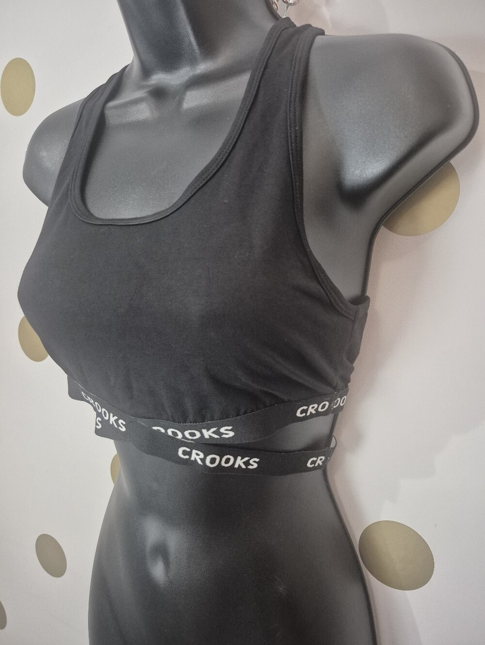 VINTAGE Crooks & Castles Black Criss-Cross Sports Bra - NWT Size M